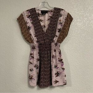 Corey Lynn Calter Blouse Top Women 2  Boho Silk Asian Kimono Short Cap Sleeve